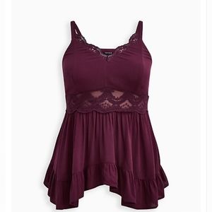 Torrid 6X Babydoll Gauze with Lace Inset Cami